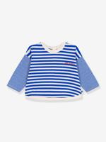 Baby T-shirt van katoen met lange mouwen, gestreept PETIT BATEAU blauw