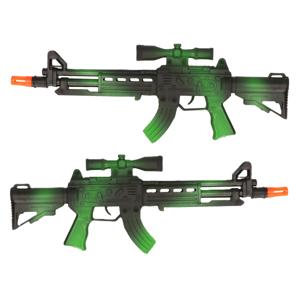 Verkleed speelgoed Politie/soldaten geweer - 2x - machinegeweer - zwart/groen - plastic - 38 cm