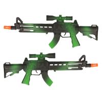 Verkleed speelgoed Politie/soldaten geweer - 2x - machinegeweer - zwart/groen - plastic - 38 cm