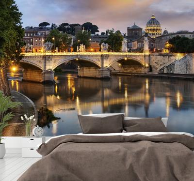 Zicht op rome vanaf tevere fotobehang