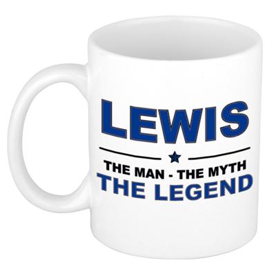 Lewis cadeau mok - man myth legend - naam koffiemok - 300 ml - collega - vaderdag