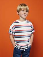 T-shirt met korte mouwen en strepen voor jongens HAPPY LA wit, gestreept