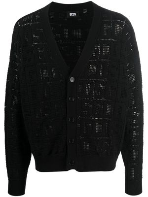 GCDS cardigan à motif monogrammé ajouré - Noir