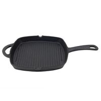 Grillpan vierkant - gietijzer - zwart - D26 cm