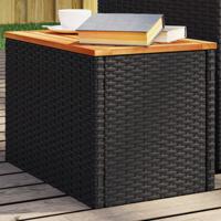 Tuinbijzettafels 2 st 55x34x37 cm hout poly rattan zwart Tuinbijzettafels 2 st 55x34x37 cm hout poly rattan zwart