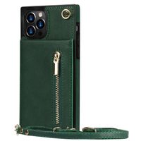 iPhone SE 2022 hoesje - Backcover - Pasjeshouder - Portemonnee - Koord - Kunstleer - Groen
