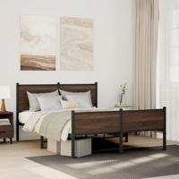 Bedframe zonder matras metaal bruin eikenkleurig 137x190 cm