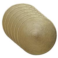 Placemat - Set van 6x stuks - metallic goud - dia 38 cm - rond - onderlegger - kerstdiner/diner plac