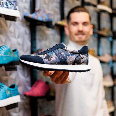 Silent Blue Tsunami Runners Lureaux - Handgemaakte Nette Schoenen Voor Heren