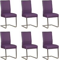 Set van 6 Paarse leren industriële eetkamerstoelen Remix - poot vierkant rvs - Toledo Leer Aubergine (paars leer)