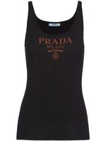 Prada débardeur en soie à logo imprimé - Noir