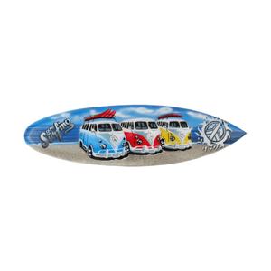 Gerkimex Surfplank/surfboard -Blauw - VW Samba busjes - Gone Surfing - 50 x 14 cm