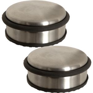 2x Stuks ronde deurstopper 10 x 4,5 cm van metaal