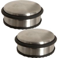 2x Stuks ronde deurstopper 10 x 4,5 cm van metaal - thumbnail