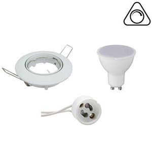 LED Spot Set - GU10 Fitting - Dimbaar - Inbouw Rond - Glans Wit - 6W - Warm Wit 3000K - Kantelbaar Ø82mm