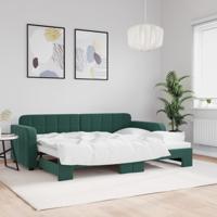 Slaapbank met onderschuifbed 80x200 cm fluweel donkergroen