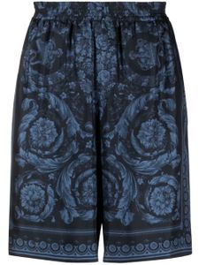 Versace short en soie à imprimé baroque - Bleu