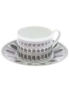 Fornasetti tasse et sous tasse imprimées - Noir