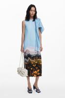 Geplooide jurk met landschapprint - BLUE - XS