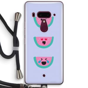 Smiley watermeloen: HTC U12+ Transparant Hoesje met koord
