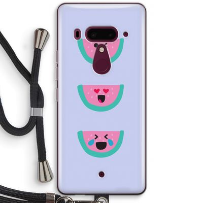 Smiley watermeloen: HTC U12+ Transparant Hoesje met koord