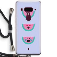 Smiley watermeloen: HTC U12+ Transparant Hoesje met koord