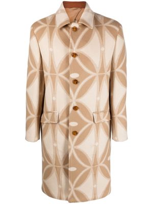 ETRO manteau en laine à motif géométrique - Marron
