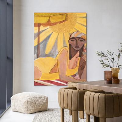 Urban Cotton Wandkleed 'Sunflower Sun' 145 x 190cm in Frame - black