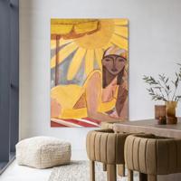 Urban Cotton Wandkleed 'Sunflower Sun' 145 x 190cm in Frame - black
