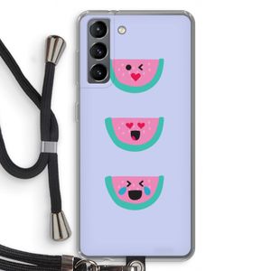 Smiley watermeloen: Samsung Galaxy S21 Transparant Hoesje met koord