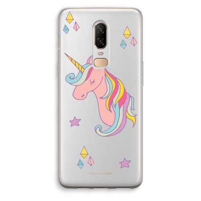 Roze eenhoorn: OnePlus 6 Transparant Hoesje