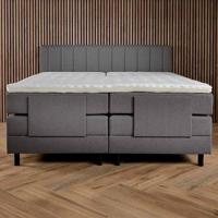 Elektrisch Verstelbare 2-Persoons Boxspring Lizz - Grijs/ Antraciet 160x200 cm - Pocketvering - Inclusief Topper - Dekbed-Discounter.nl