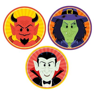 Halloween onderzetters - 30x stuks - horror duivel / heks / vampier - karton