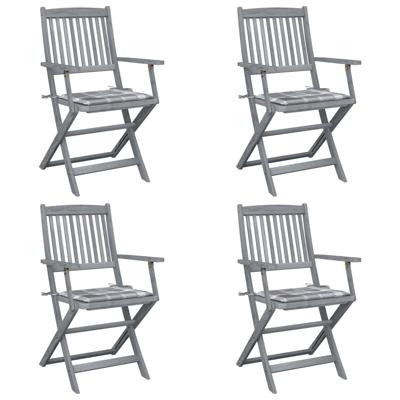 Tuinstoelen 4 st inklapbaar met kussens massief acaciahout
