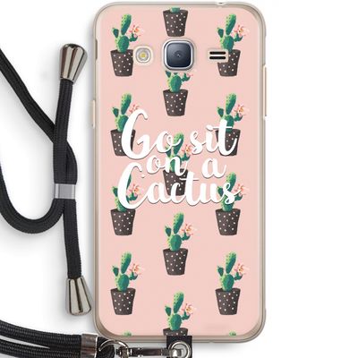 Cactus quote: Samsung Galaxy J3 (2016) Transparant Hoesje met koord