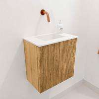 Toiletmeubel Mondiaz Joya | 40 cm | Meubelkleur Oak | Faye wastafel Talc Midden | Zonder kraangat(en) Toiletmeubel Mondiaz Joya | 40 cm | Meubelkleur Oak | Faye wastafel Talc Midden | Zonder kraangat(en)