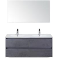 Dante Badmeubelset 120 cm - Beton Antraciet - Keramische Wastafel Wit Enjoy met Spiegel