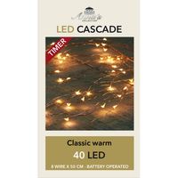 Cascade draadverlichting lichtsnoer met 40 lampjes classic warm wit op batterijen - thumbnail