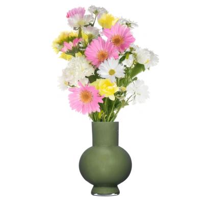 Hakbijl Glass Bloemenvaas Deborah - Donker Groen- glas - D20 x H 26 cm