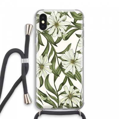 Wit bloemenpatroon: iPhone XS Max Transparant Hoesje met koord