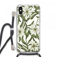 Wit bloemenpatroon: iPhone XS Max Transparant Hoesje met koord