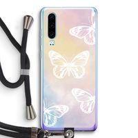 White butterfly: Huawei P30 Transparant Hoesje met koord