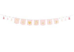 Roze Geboorte Banner &apos;Oh Baby&apos; Met Tassels (2,5m)