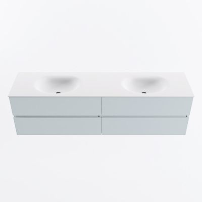 MONDIAZ VICA 180cm badmeubel onderkast Clay 4 lades. Wastafel MOON dubbel zonder kraangat, kleur Talc.