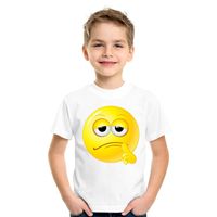Emoticon t-shirt bedenkelijk wit kinderen XL (158-164)  - - thumbnail