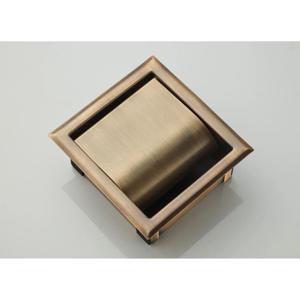 Toiletrolhouder SaniClear Antique | Inbouw | Met klep | Messing | Vierkant | Verouderd messing