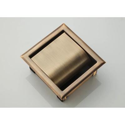 Toiletrolhouder SaniClear Antique | Inbouw | Met klep | Messing | Vierkant | Verouderd messing