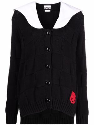 GANNI cardigan Smiley à col en popeline - Noir