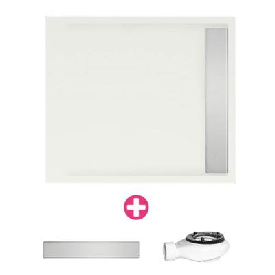 Douchevloer Xenz Easy Tray | 80x80 cm | Incl.Gootcover en Afvoersifon | Acryl | Vierkant | Wit mat
