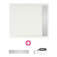 Douchevloer Xenz Easy Tray | 80x80 cm | Incl.Gootcover en Afvoersifon | Acryl | Vierkant | Wit mat